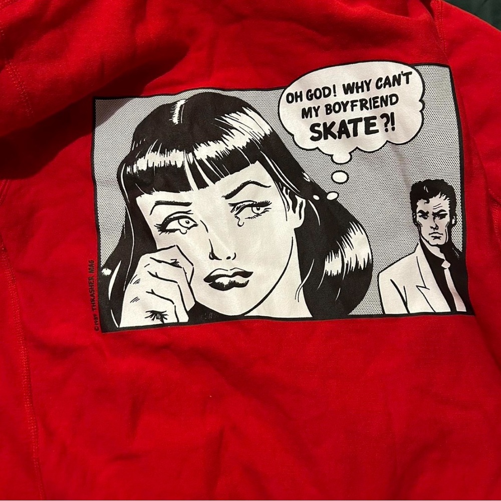 Red Supreme bf thrasher hoodie like new